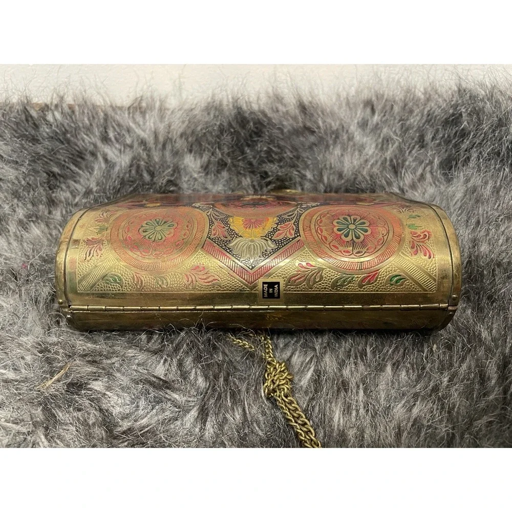 Vintage Brass? Metal Clamshell Ornate Oriental Evening Bag Womens Purse Rare 20s
